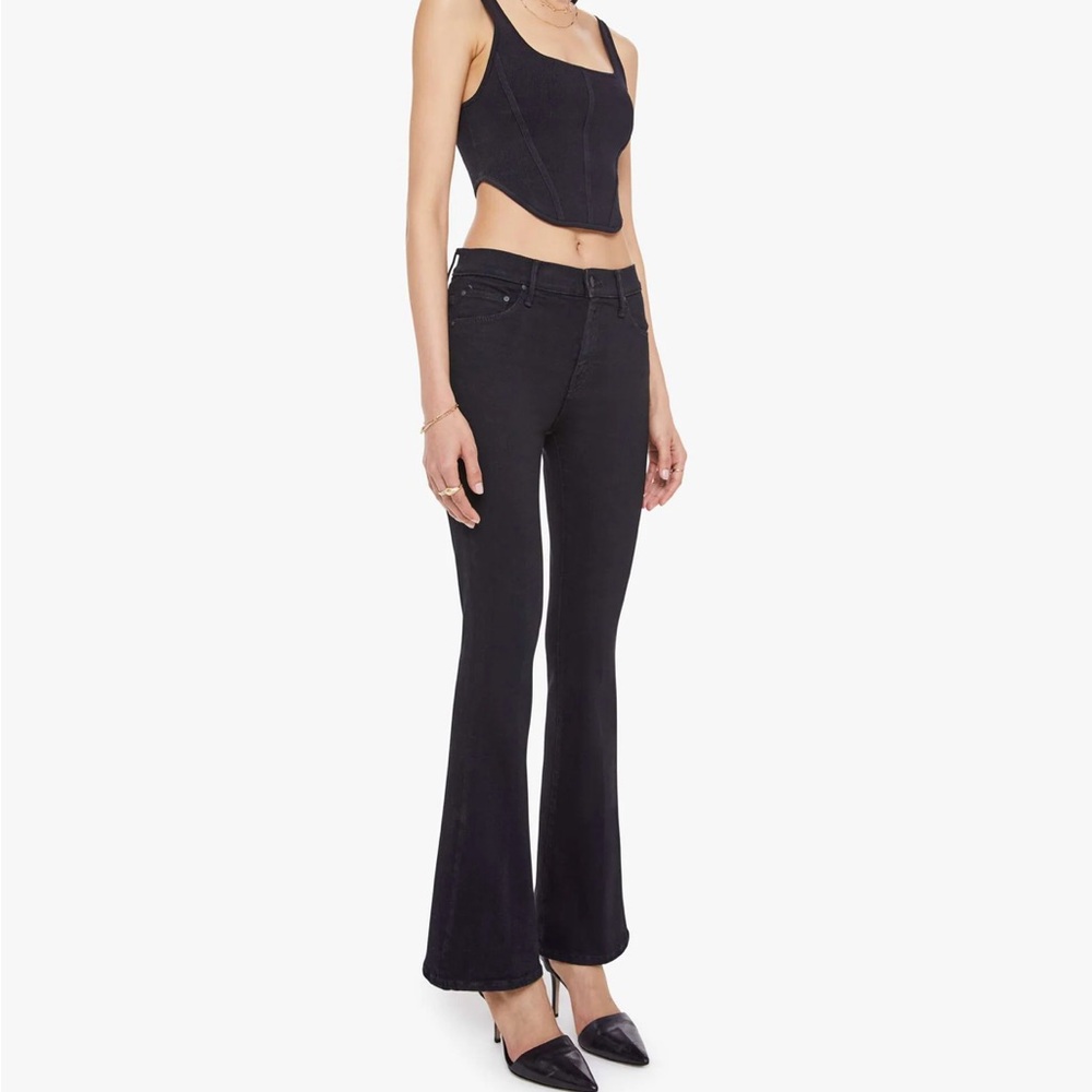 MOTHER Black Flare Wide Leg Jeans